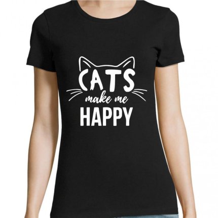 Tricou personalizat Cats make me happy