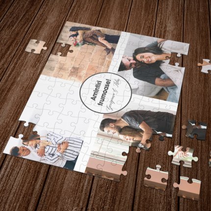 Puzzle personalizat cu 4 fotografii si text - A4