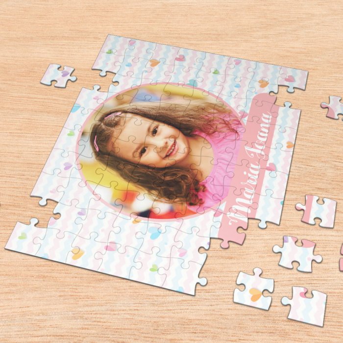 Puzzle personalizat cu 1 fotografie si nume - fetita - A4
