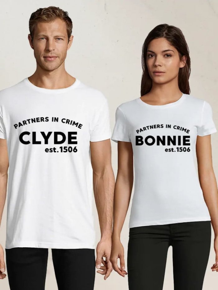 Set de tricouri personalizate Bonnie si Clyde - Set de tricouri personalizate Bonnie si Clyde