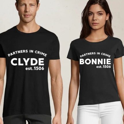 Set de tricouri personalizate Bonnie si Clyde