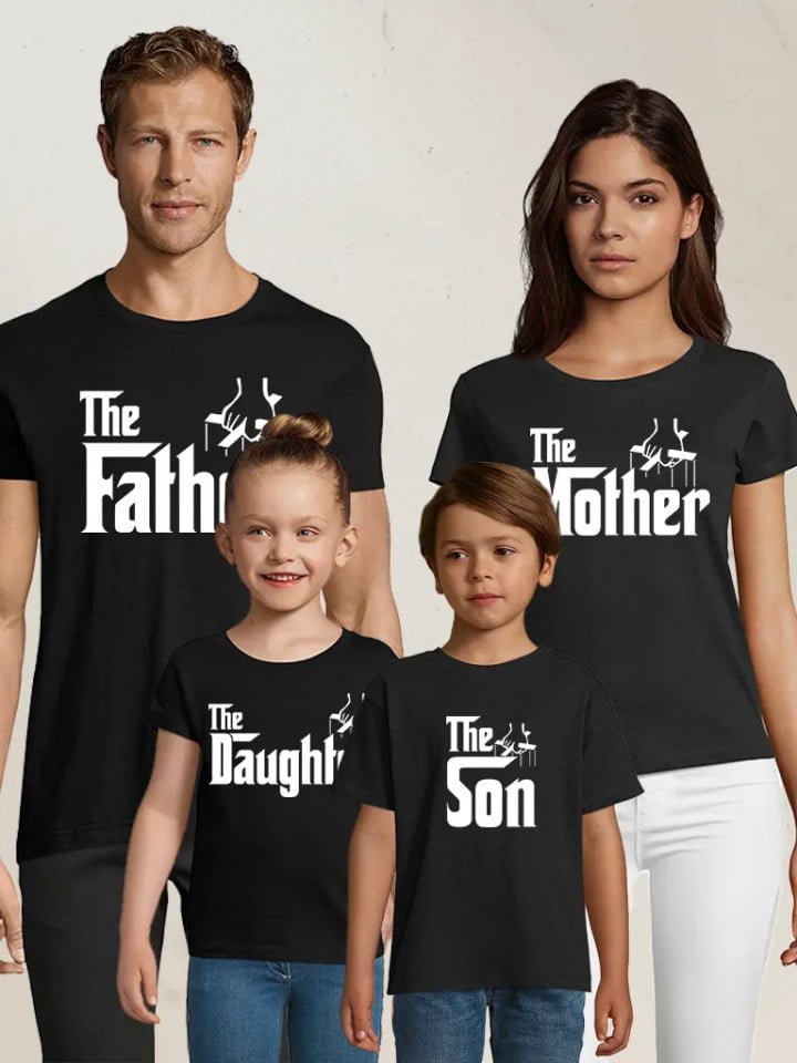  Set de tricouri personalizate familia GodFather I - Negru 
