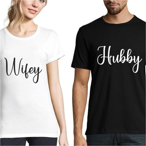 Set de tricouri personalizate Wifey & Hubby