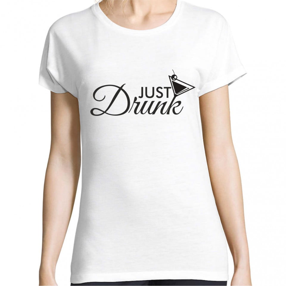  Tricou personalizat Just drunk - Alb, Alb 