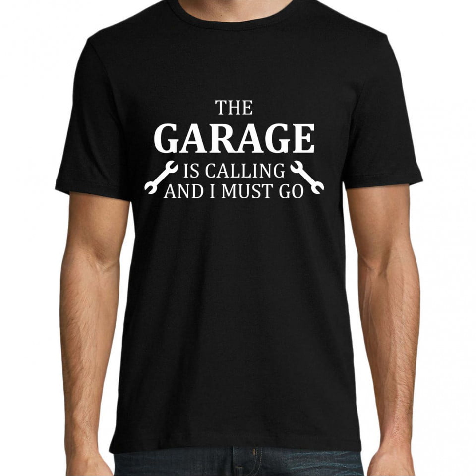 Tricou personalizat La garaj - argintiu, Negru