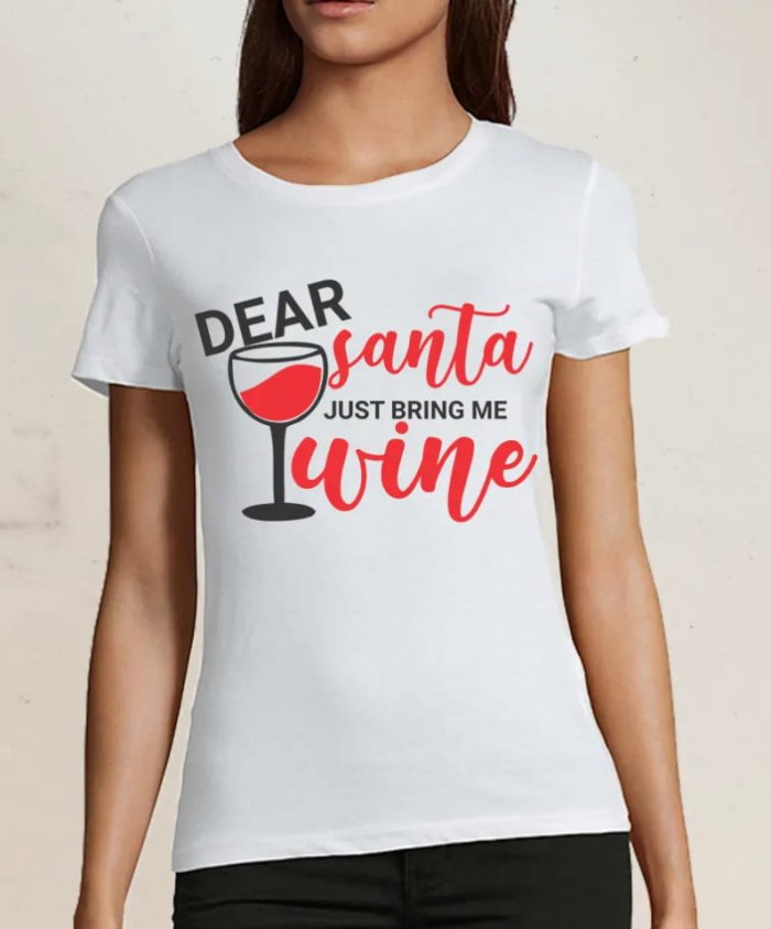 Tricou personalizat Dear Santa bring me wine