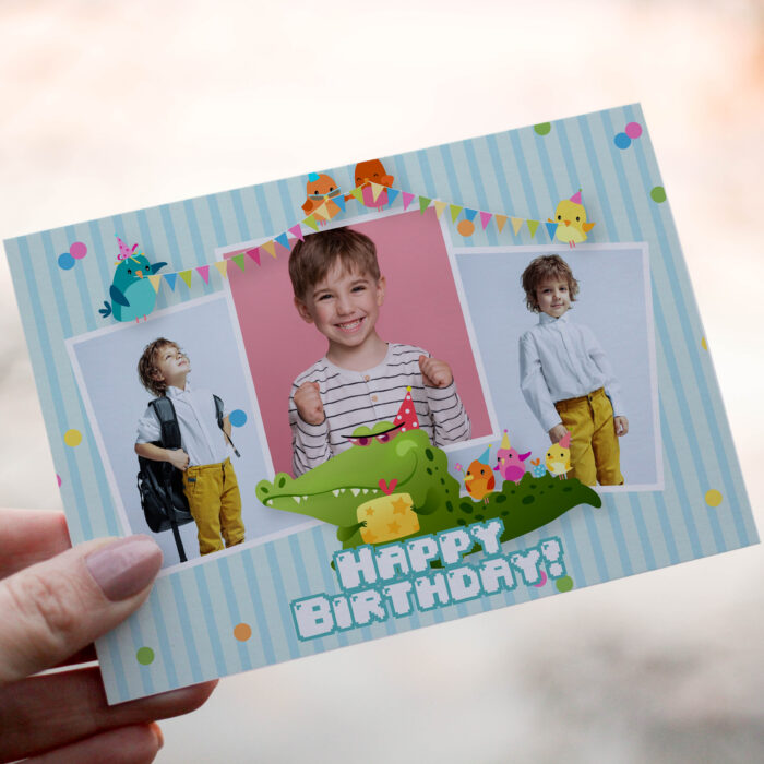 Felicitare personalizata cu nume si fotografie pentru copii Happy birthday