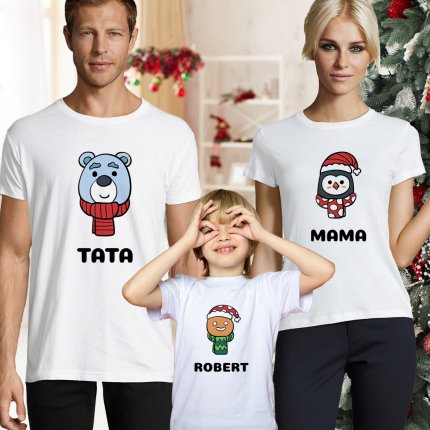 Set de tricouri personalizate pentru familie - Happy Christmas