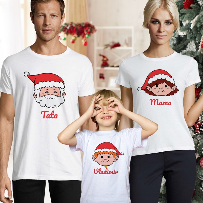 Set de tricouri personalizate pentru familie - Santa Family