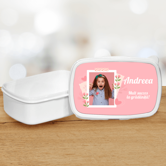 Lunchbox personalizat cu text și fotografie
