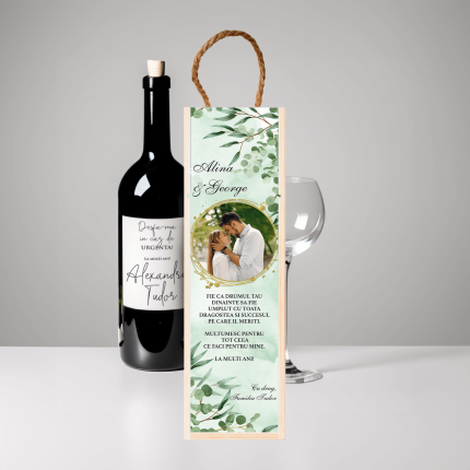 Cutie personalizata pentru vin cu fotografie și urare