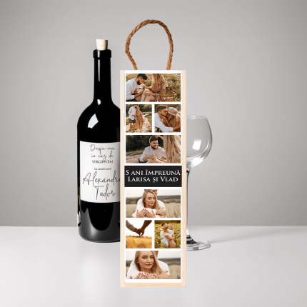 Cutie personalizata pentru vin cu 8 fotografii și text